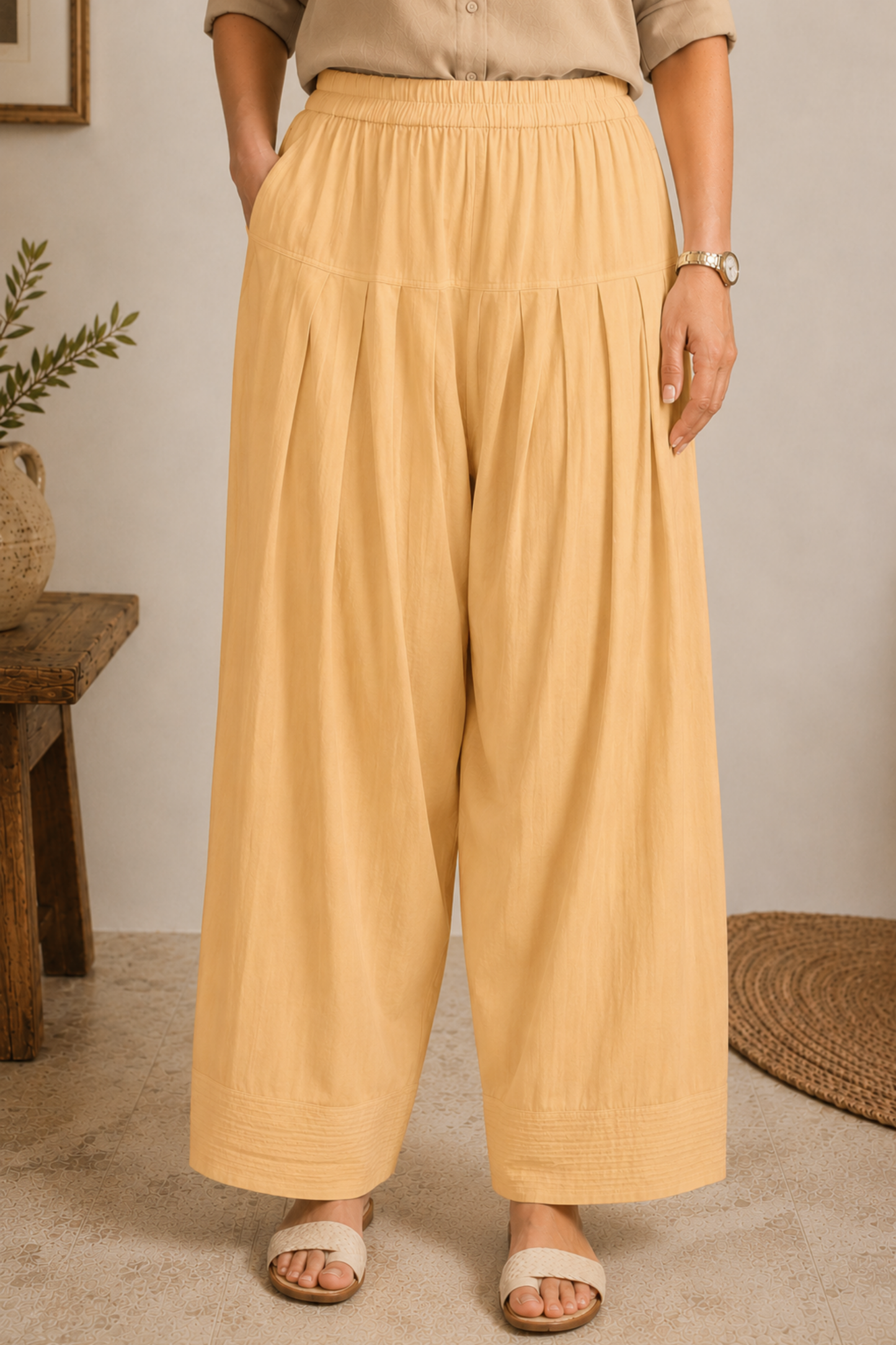 Beige Cotton Farshi Salwar