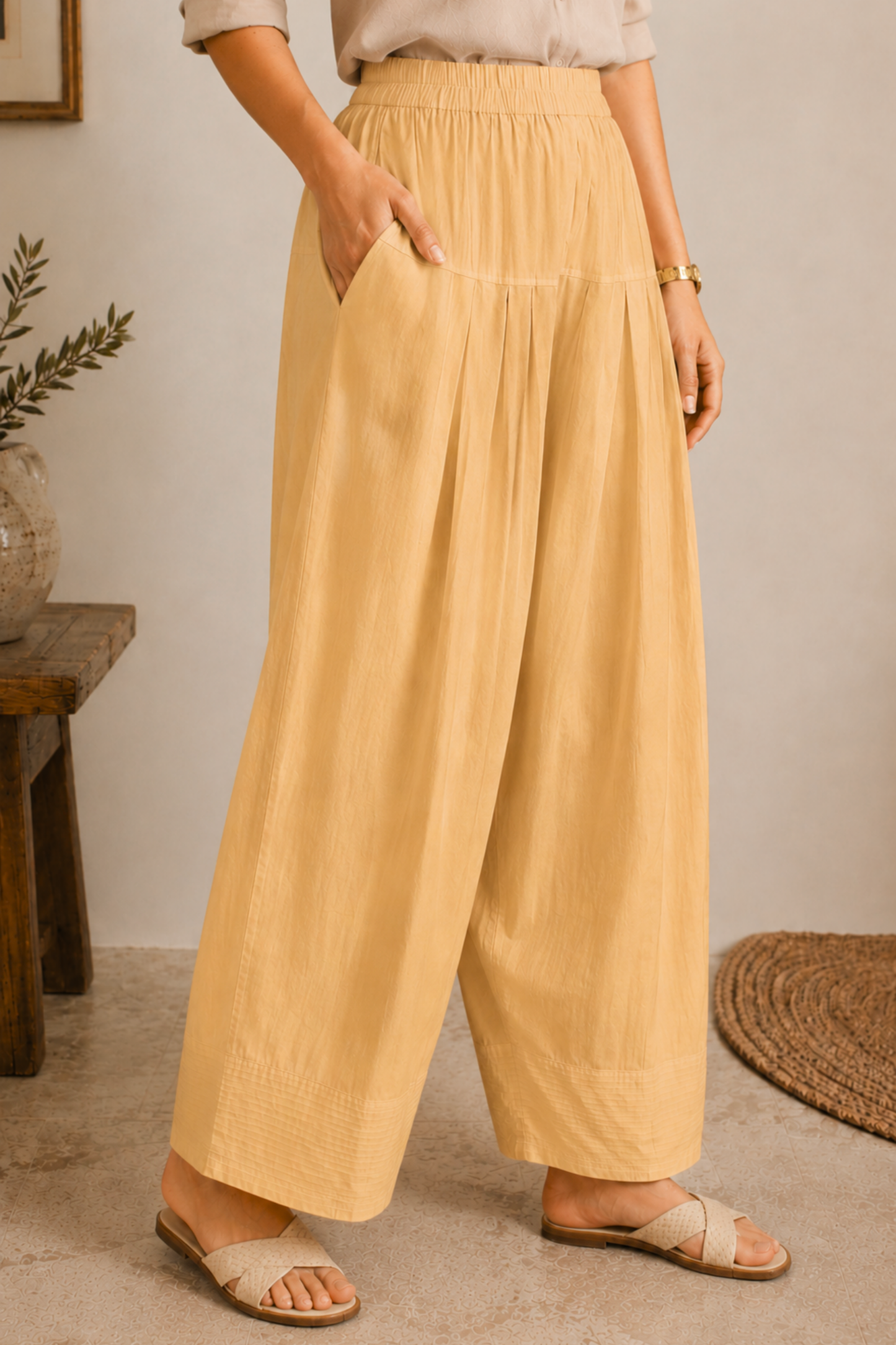 Beige Cotton Farshi Salwar