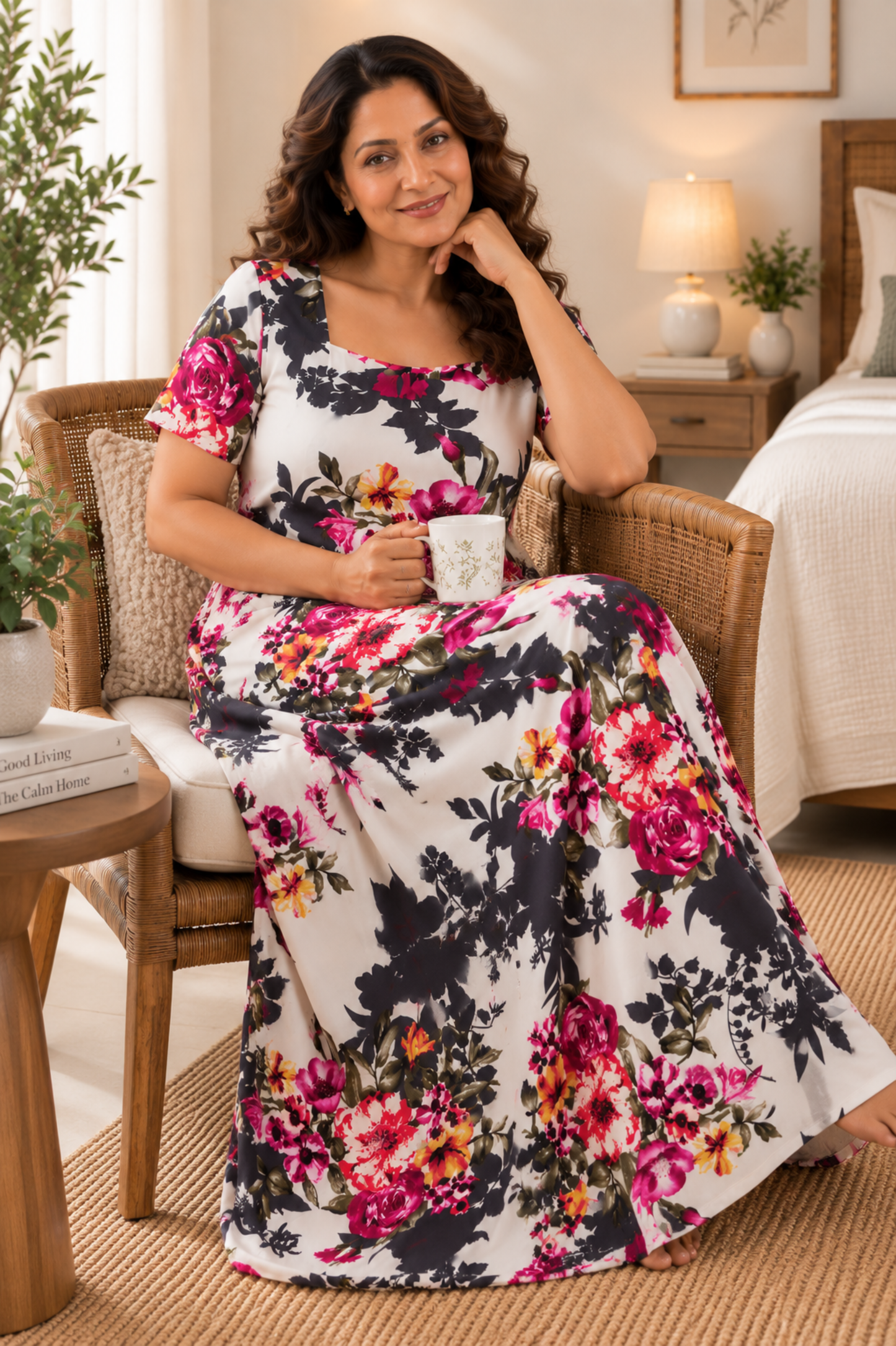 Berry Bouquet Rayon Lounge Dress