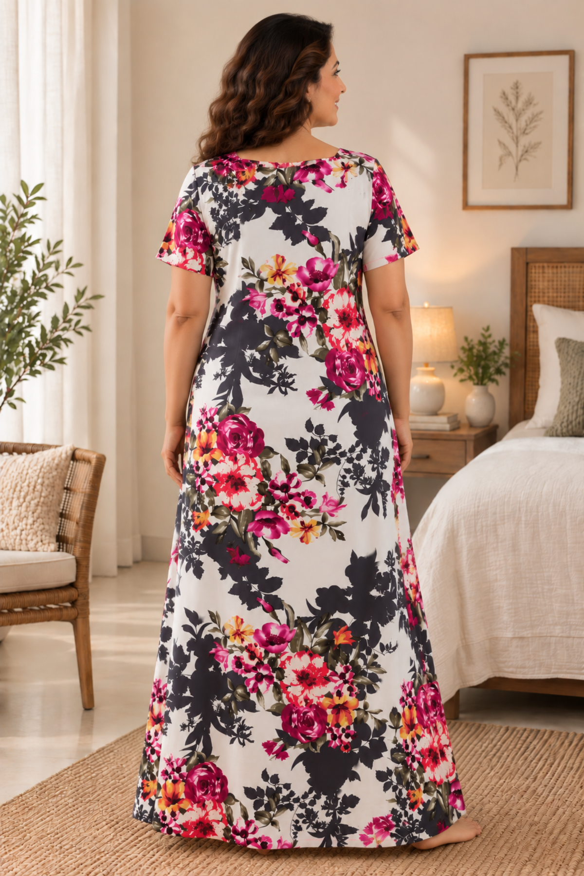 Berry Bouquet Rayon Lounge Dress