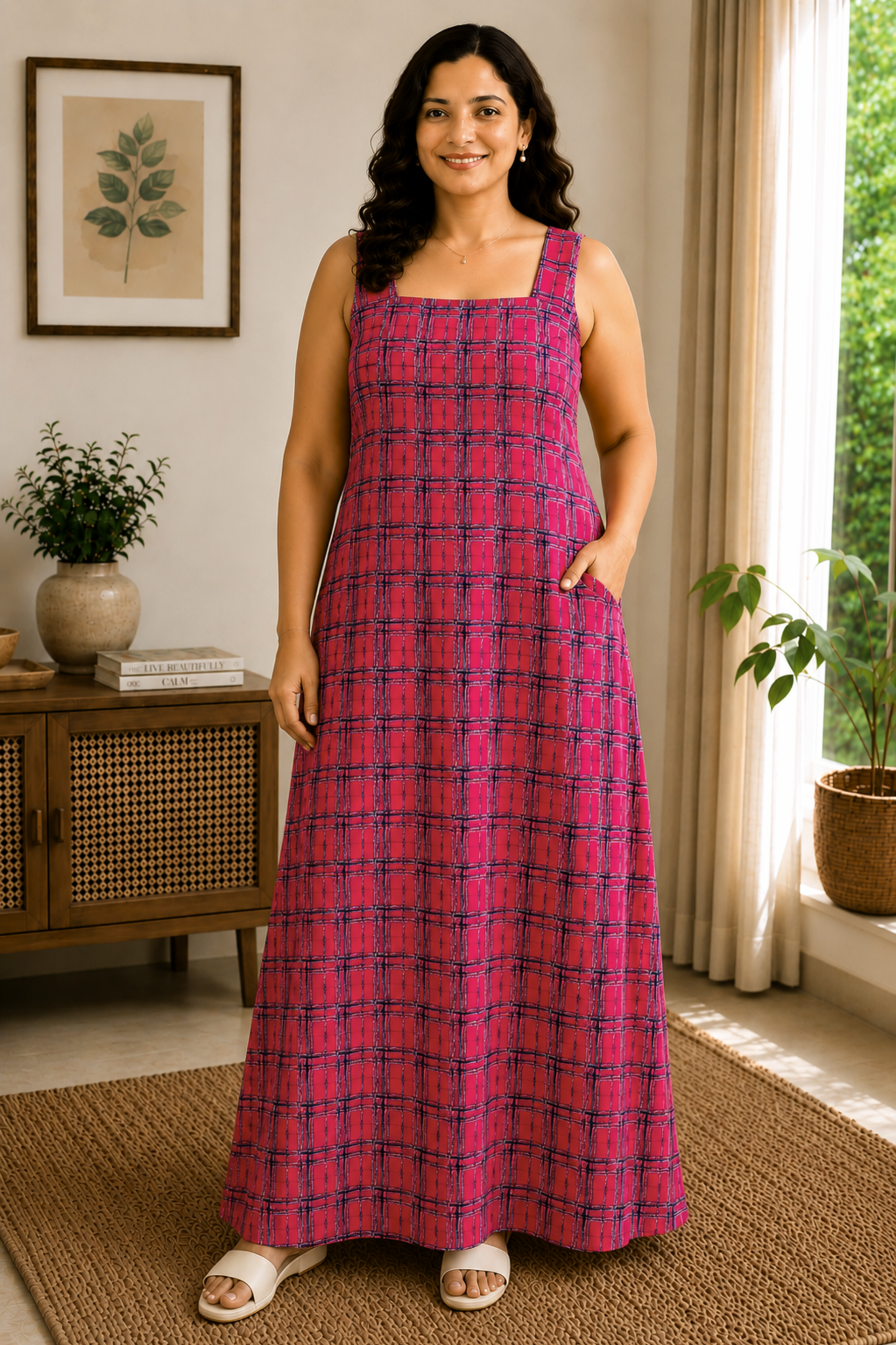 Berry Canvas Rayon Lounge Dress