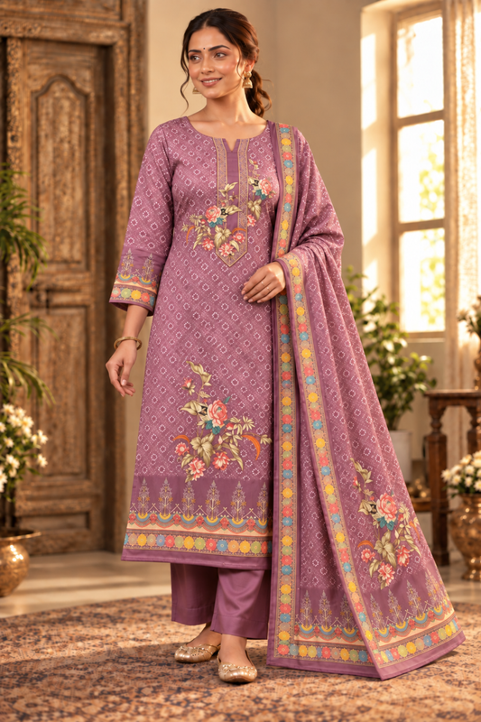 Jamuni Kesar Fancy Suit With Aari Work