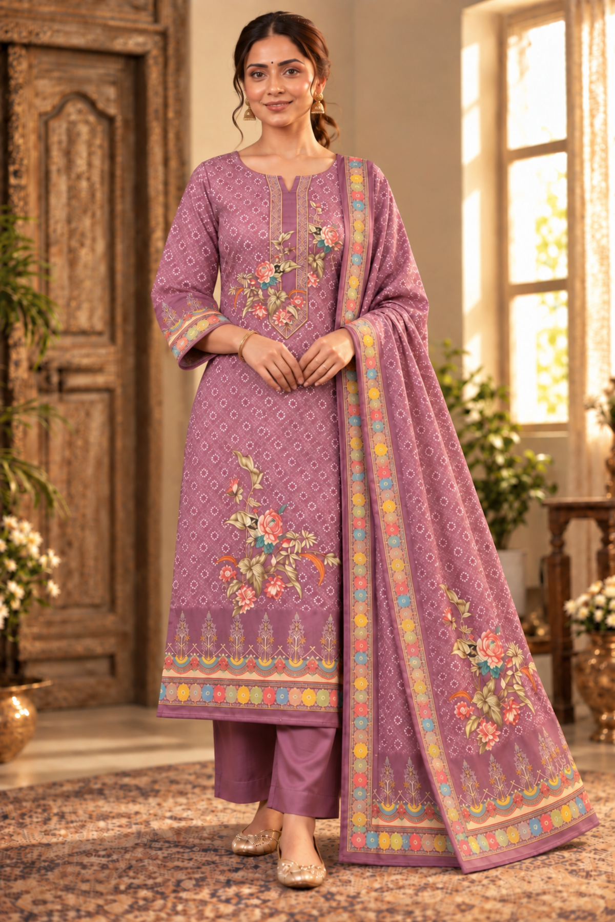 Jamuni Kesar Fancy Suit With Aari Work