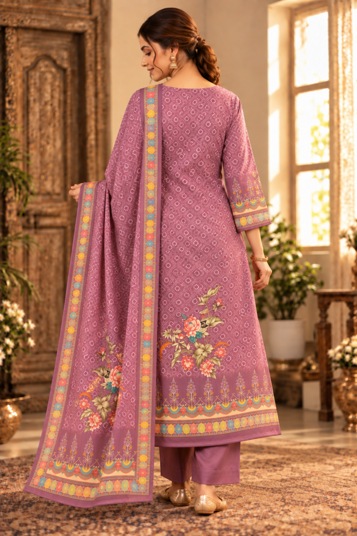 Jamuni Kesar Fancy Suit With Aari Work