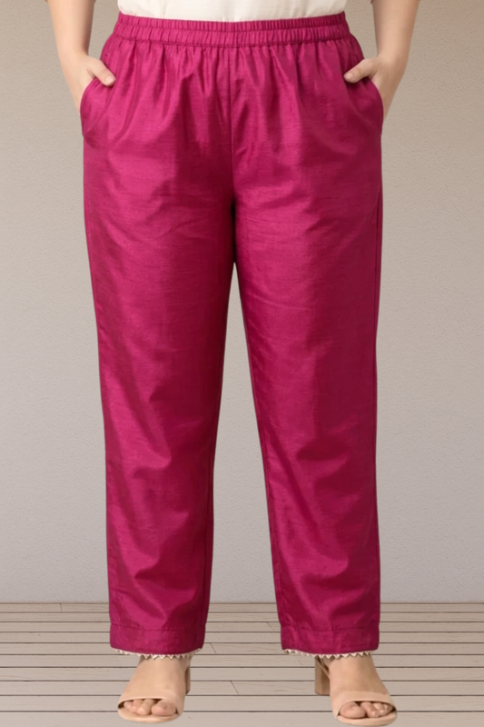 Berry Solid Silk Pant