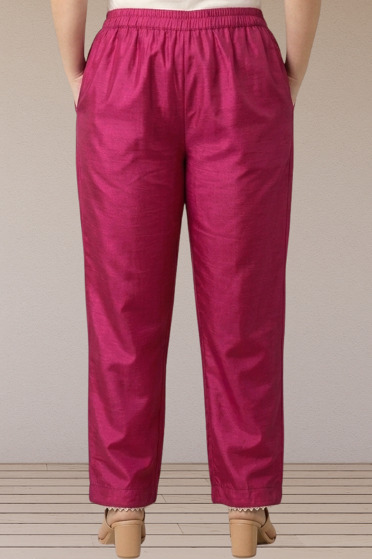 Berry Solid Silk Pant
