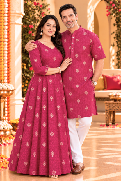 Berry Treasure Foiled Muslin Couple Outfit