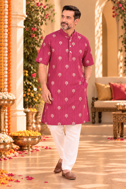 Berry Treasure Foiled Muslin Kurta