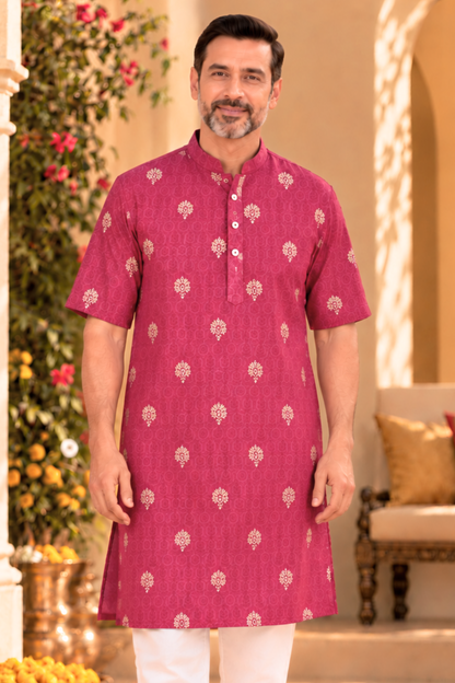 Berry Treasure Foiled Muslin Kurta