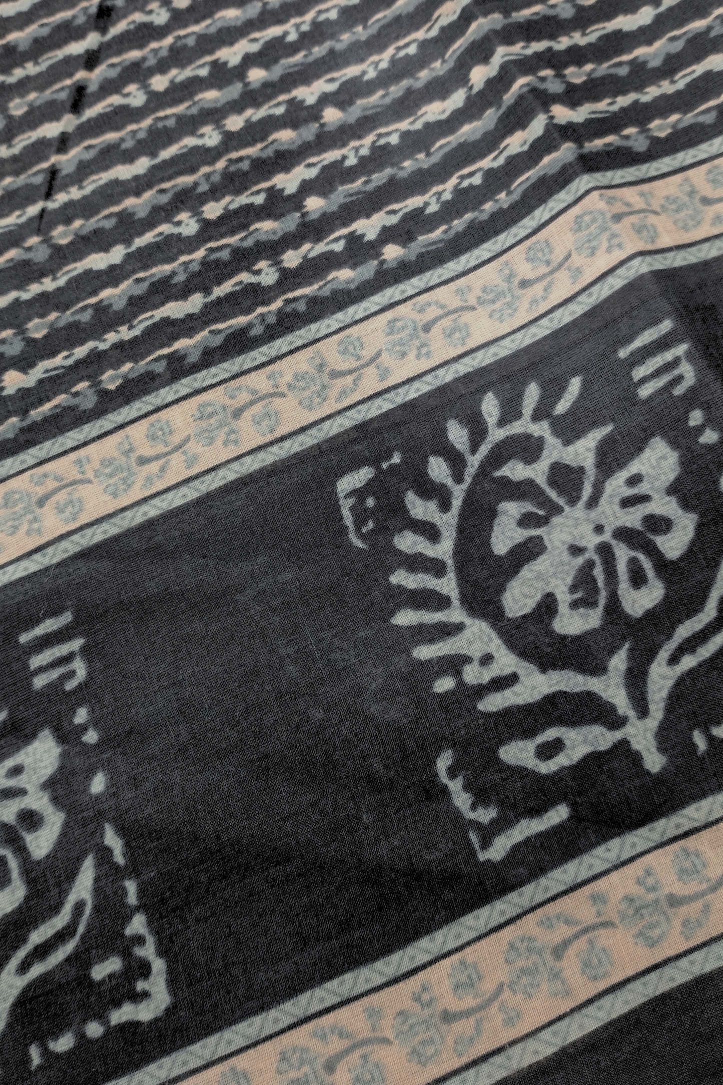 Grey Block Printed Cotton Dupatta