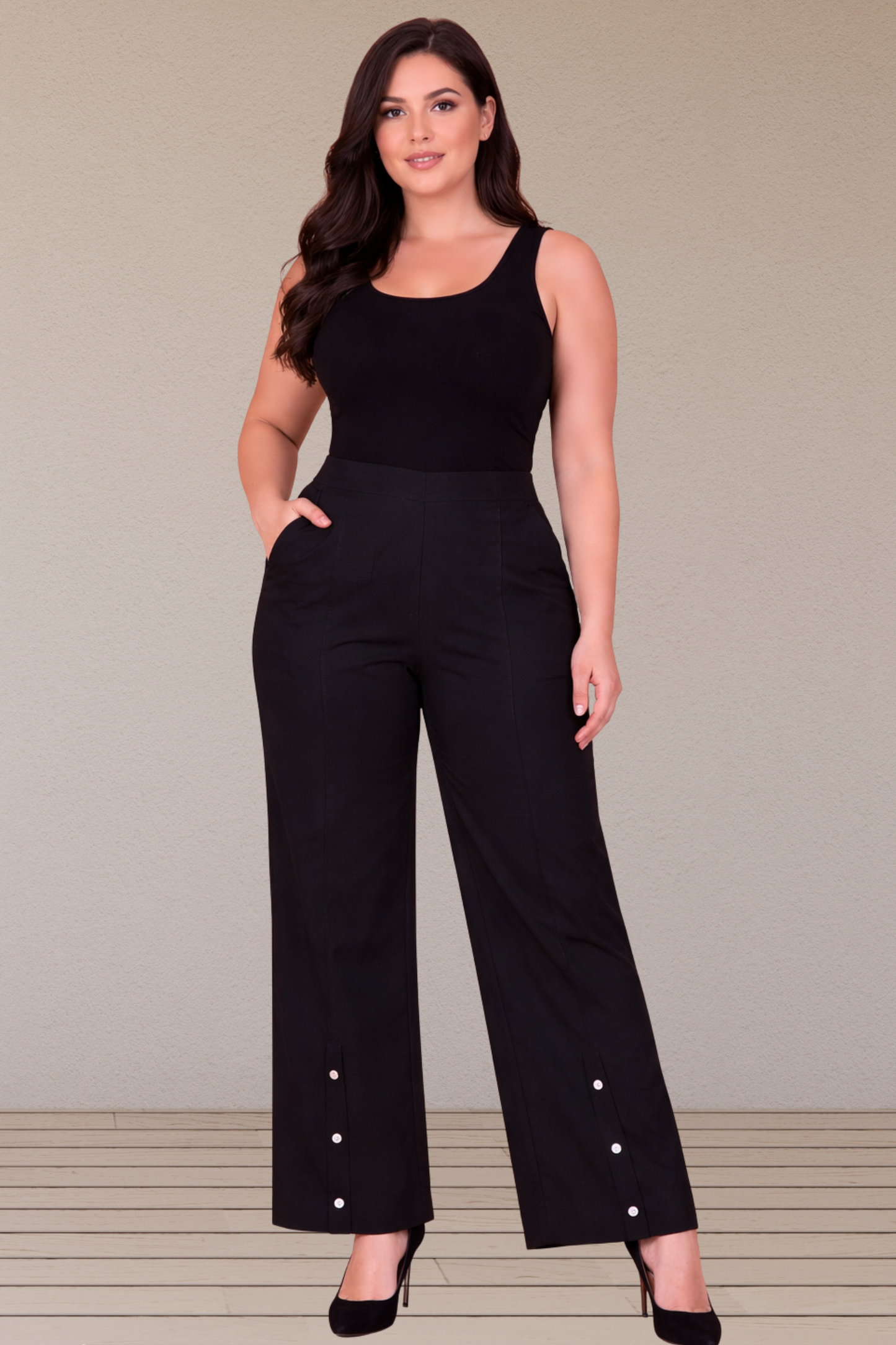 Black Buttoned Palazzo