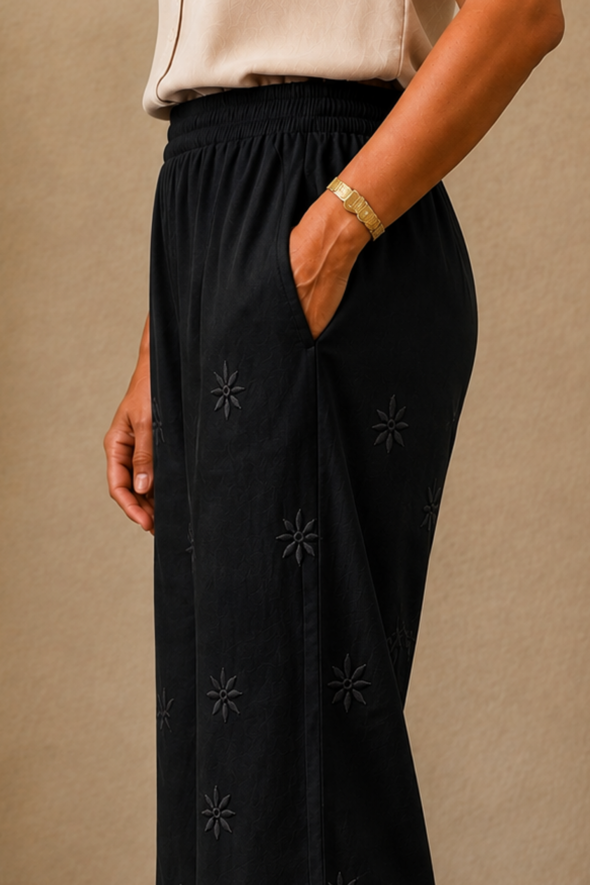 Black Chikankari Pant Palazzo