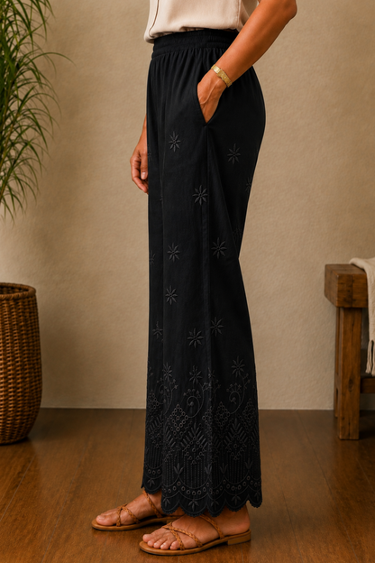 Black Chikankari Pant Palazzo