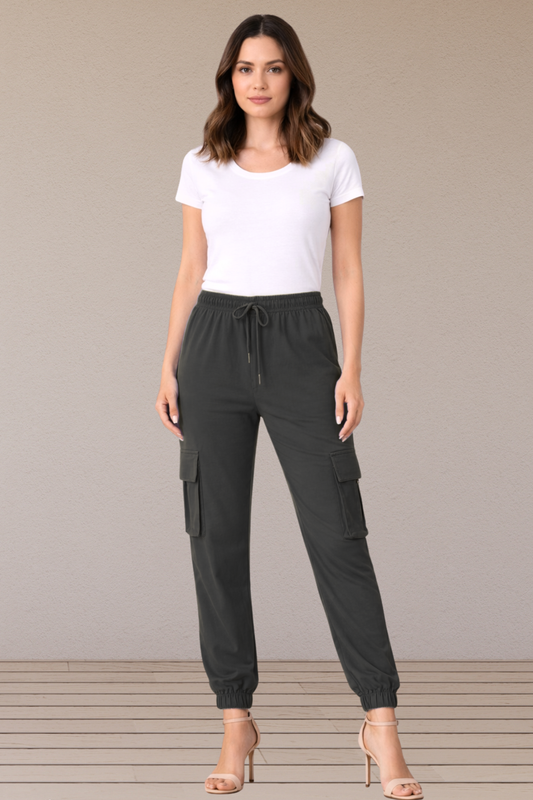 Black Cotton Cargo Pants