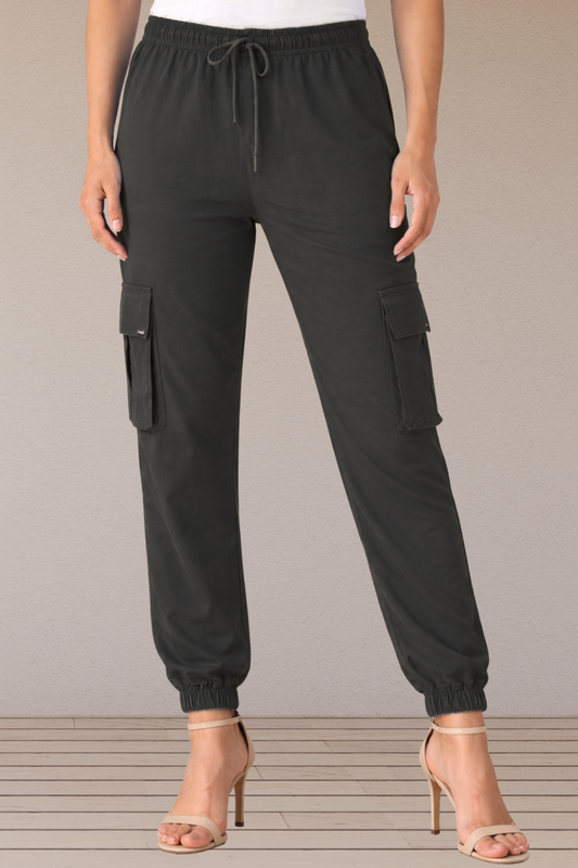 Black Cotton Cargo Pants