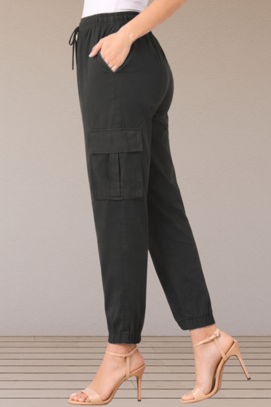 Black Cotton Cargo Pants