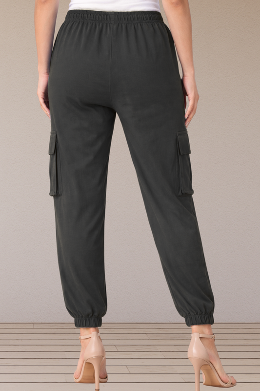 Black Cotton Cargo Pants