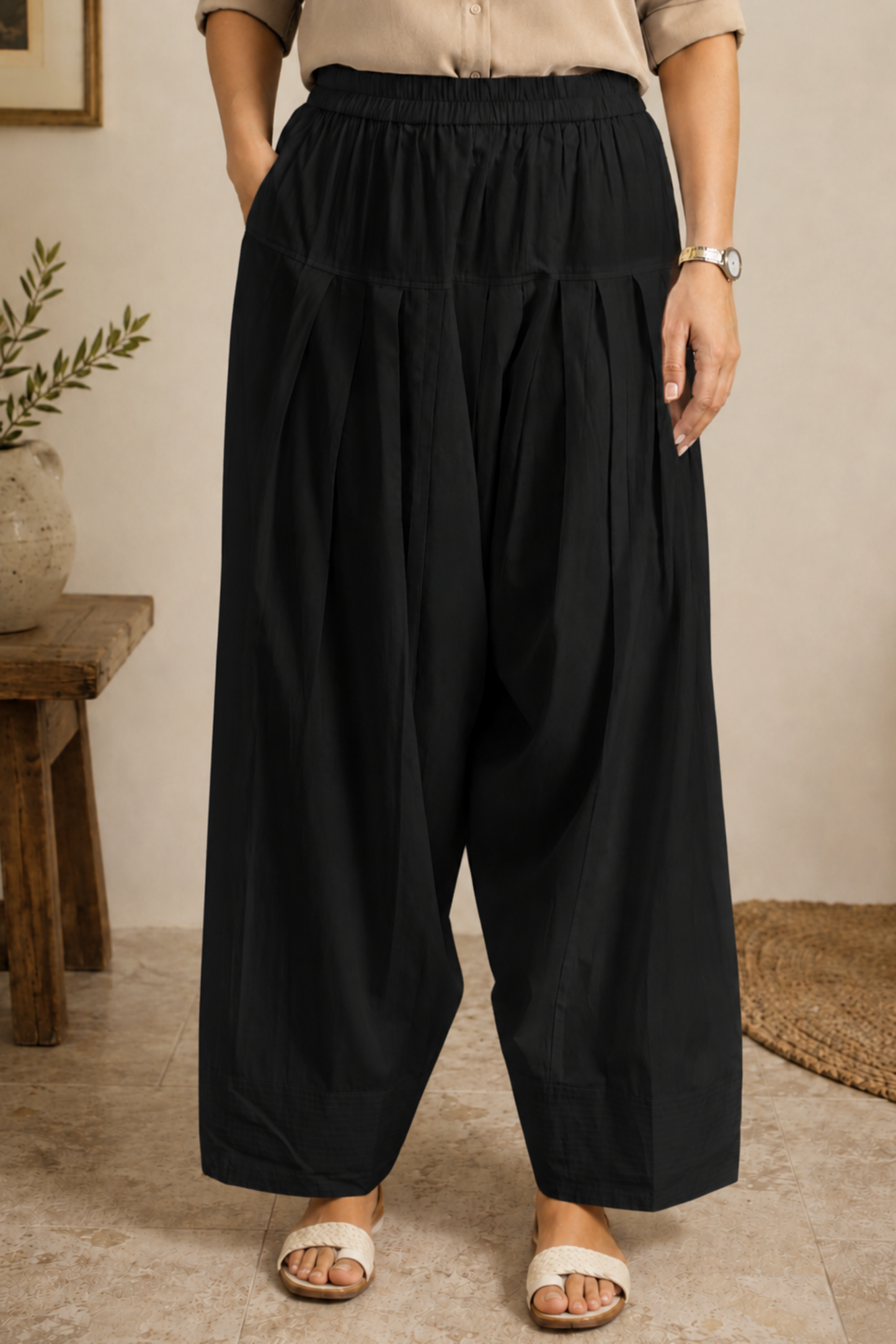 Black Cotton Farshi Salwar
