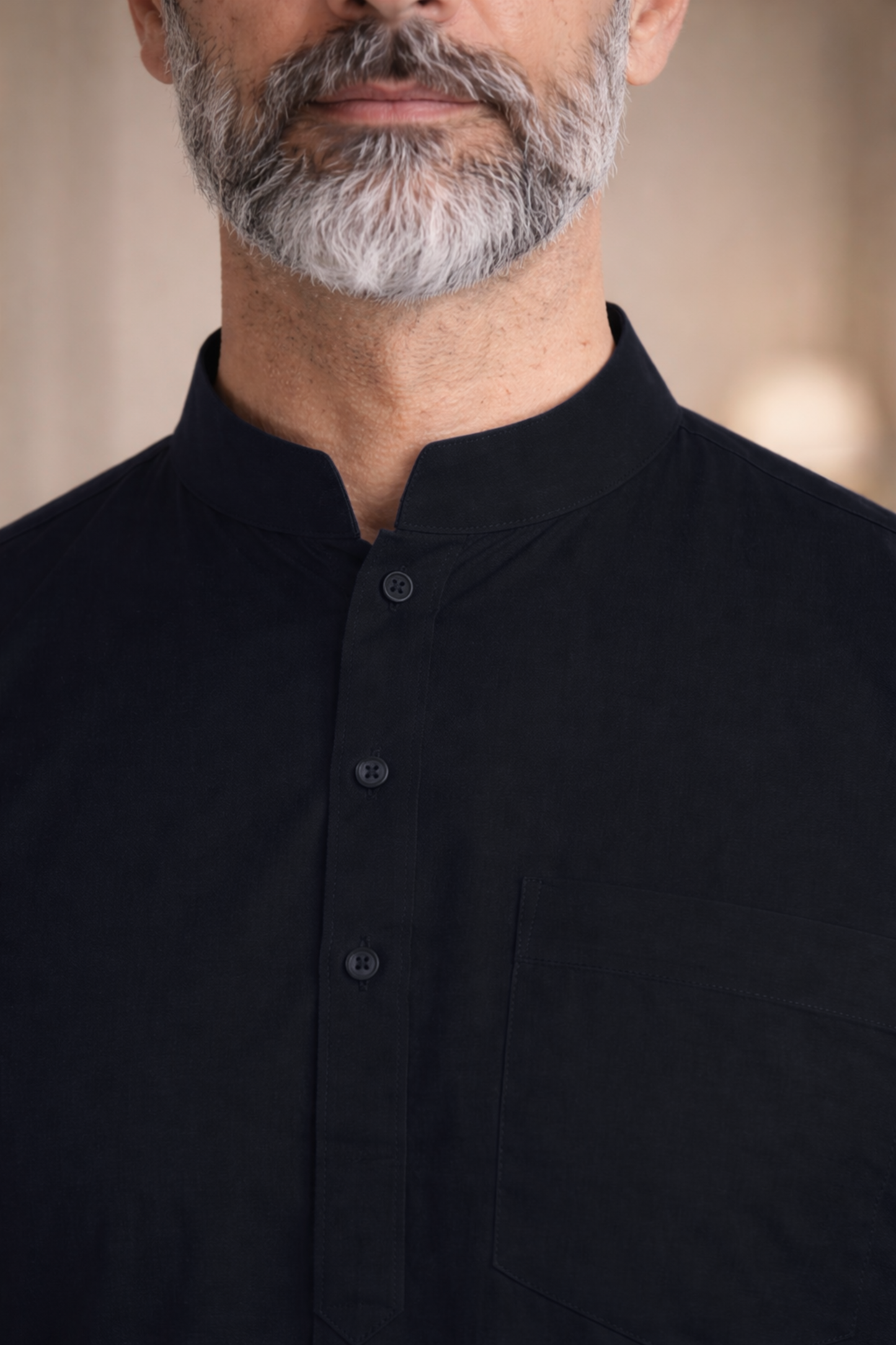 Midnight Black Cotton Kurta Pajama