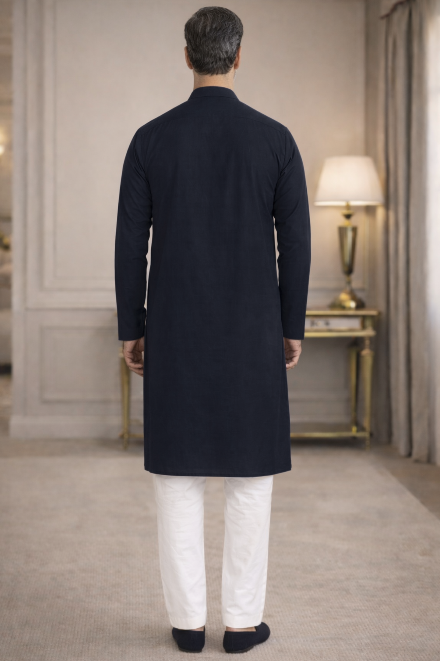 Midnight Black Cotton Kurta Pajama