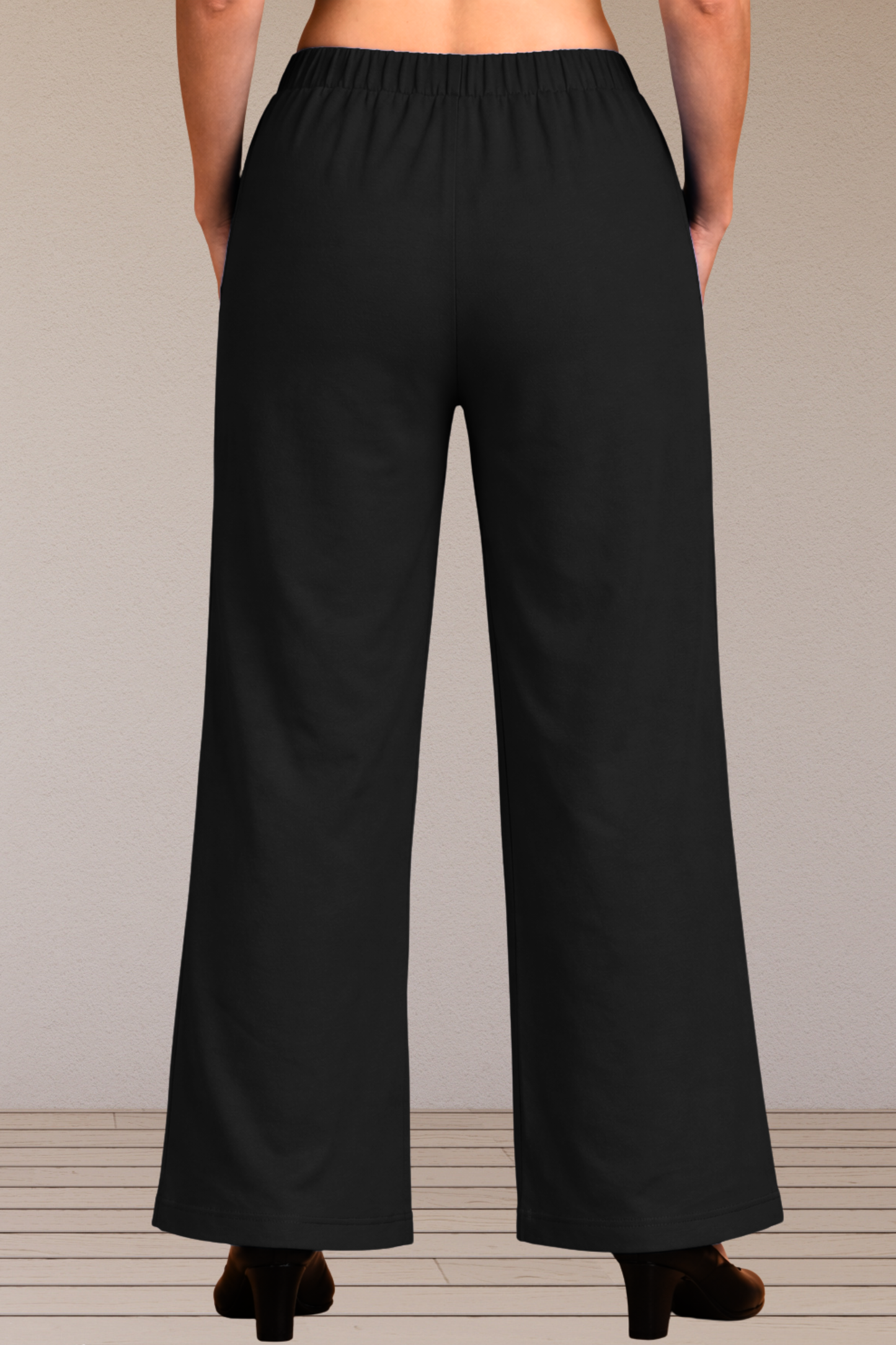 Black Cotton Linen Flared Pant