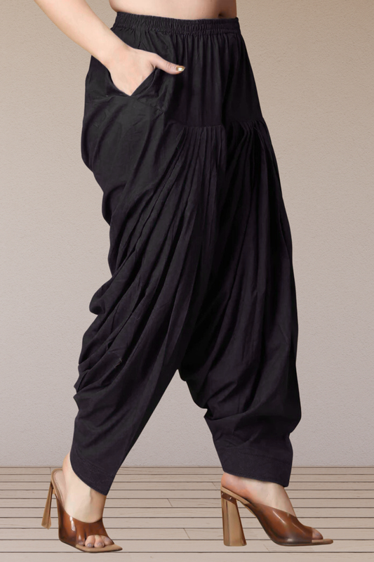 Black Cotton Patiala Salwar Pants