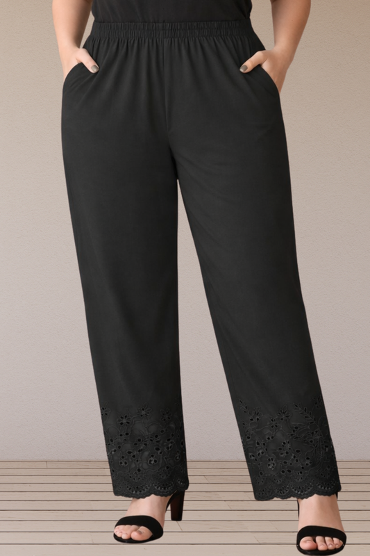 Black Cotton Schiffli Palazzo