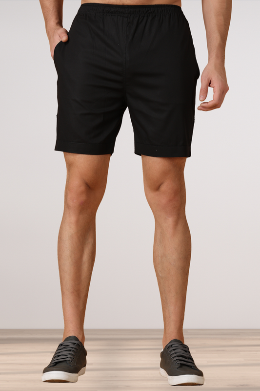 Black Cotton Shorts