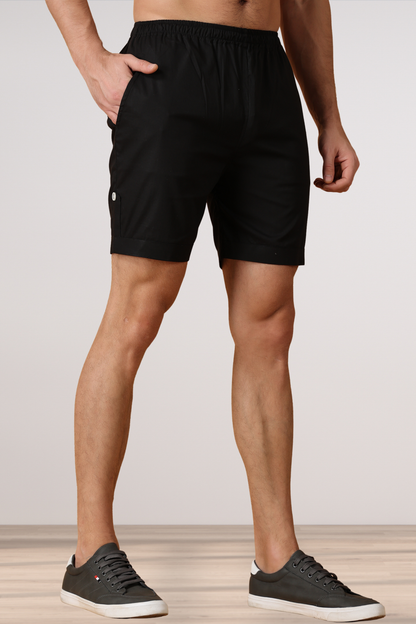 Black Cotton Shorts