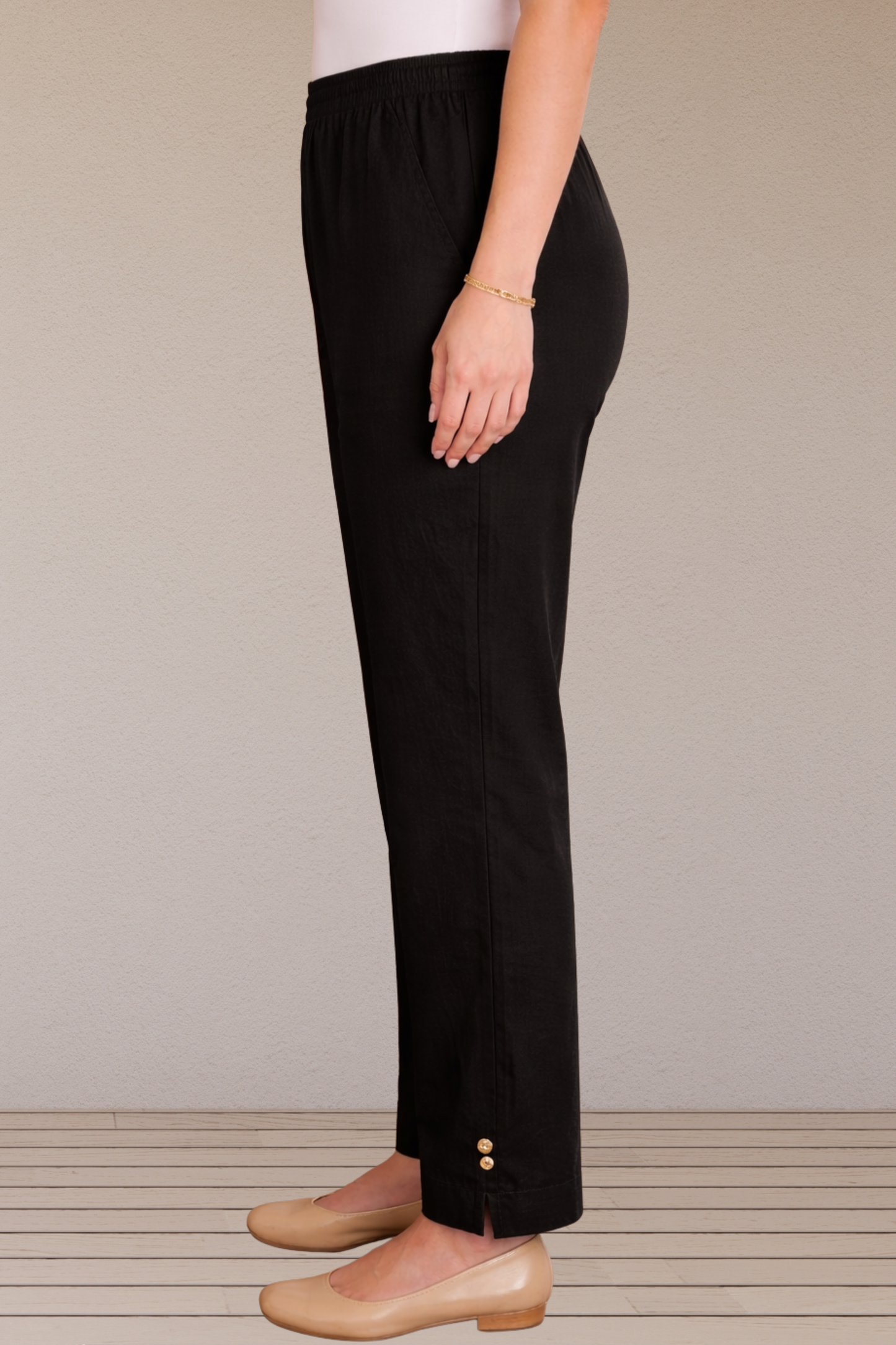 Black Cotton Straight Pants