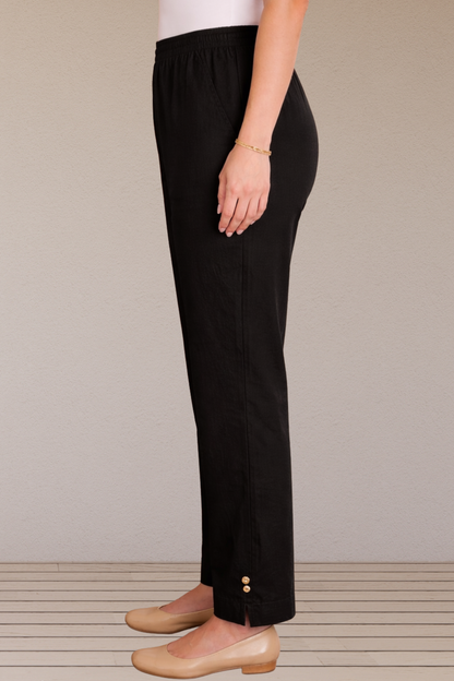 Black Cotton Straight Pants