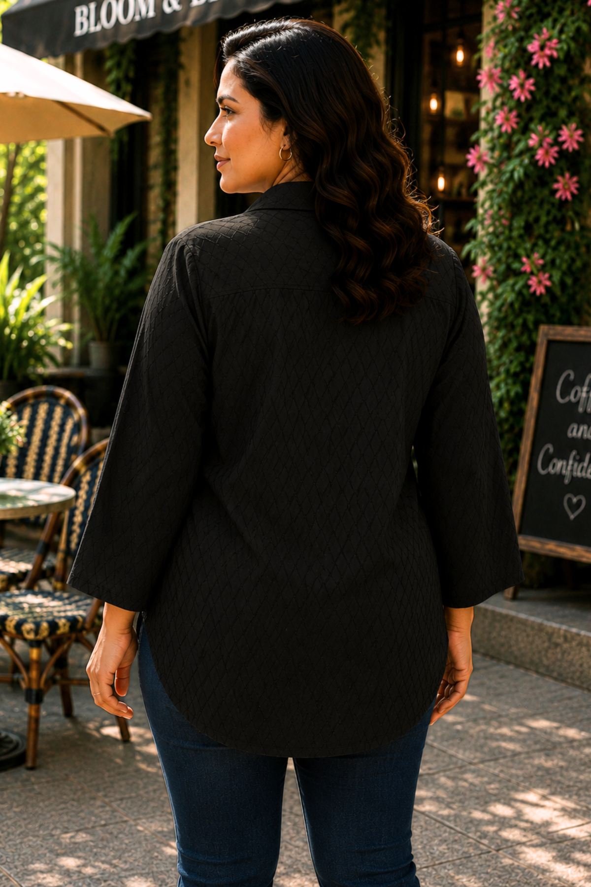 Midnight Muse Textured Pleated Shirt