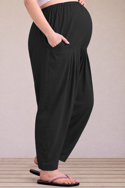 Black Easy Fit Cotton Maternity Salwar