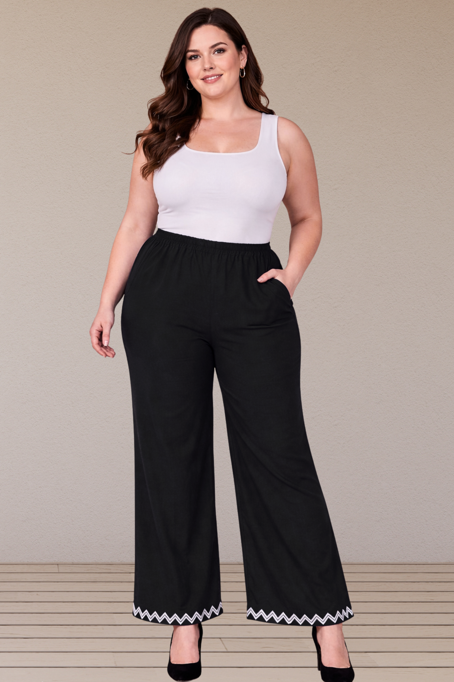 Black Embellished Cotton Palazzo