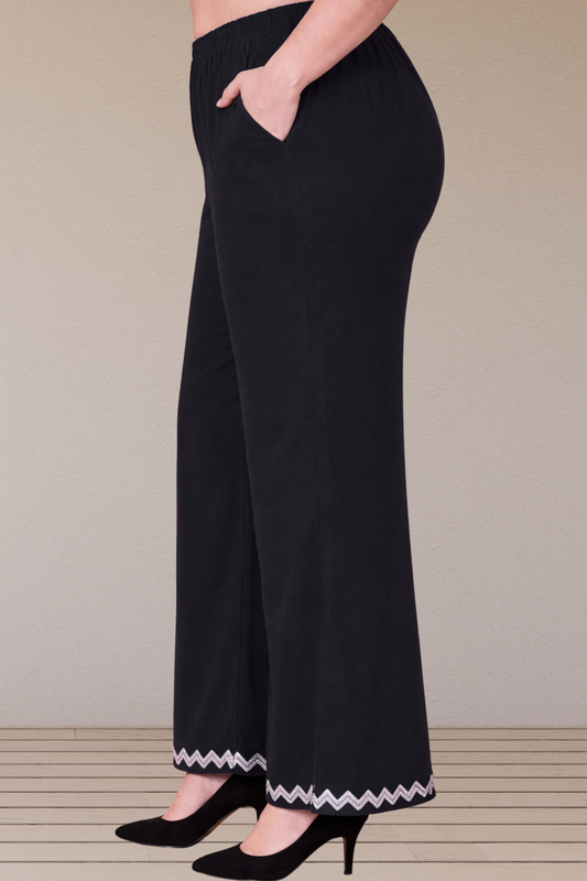 Black Embellished Cotton Palazzo