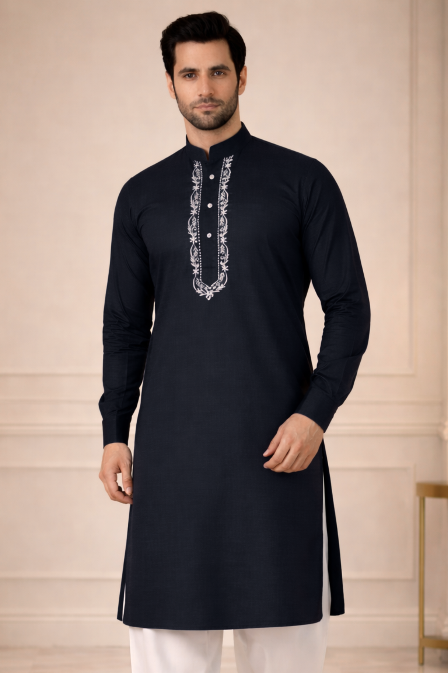 Black Embroidered Kurta Pajama