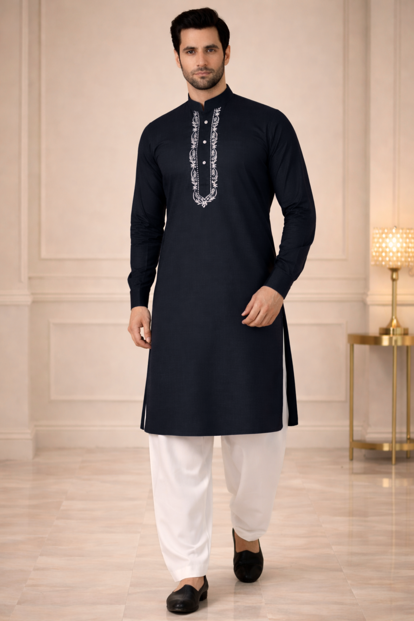 Black Embroidered Kurta Pajama
