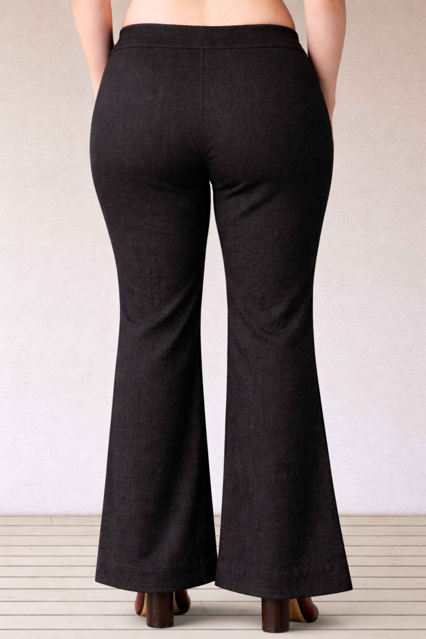 Black Flared Slub Pants