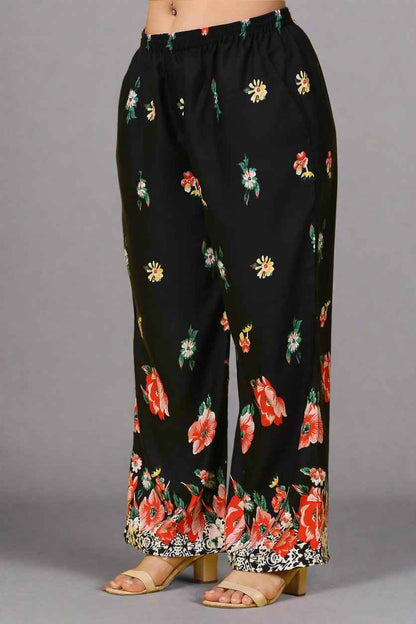 Buy Plus Size ​Midnight Garden Relaxed Palazzo At Apella | Sizes XS to 10 XL | India | Free Delivery | Customized