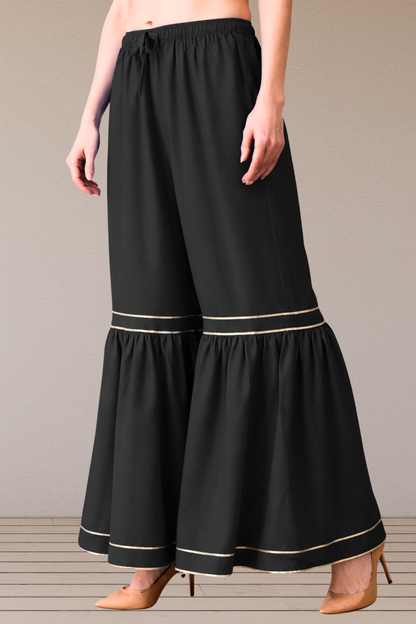 Black Frilled Rayon Sharara