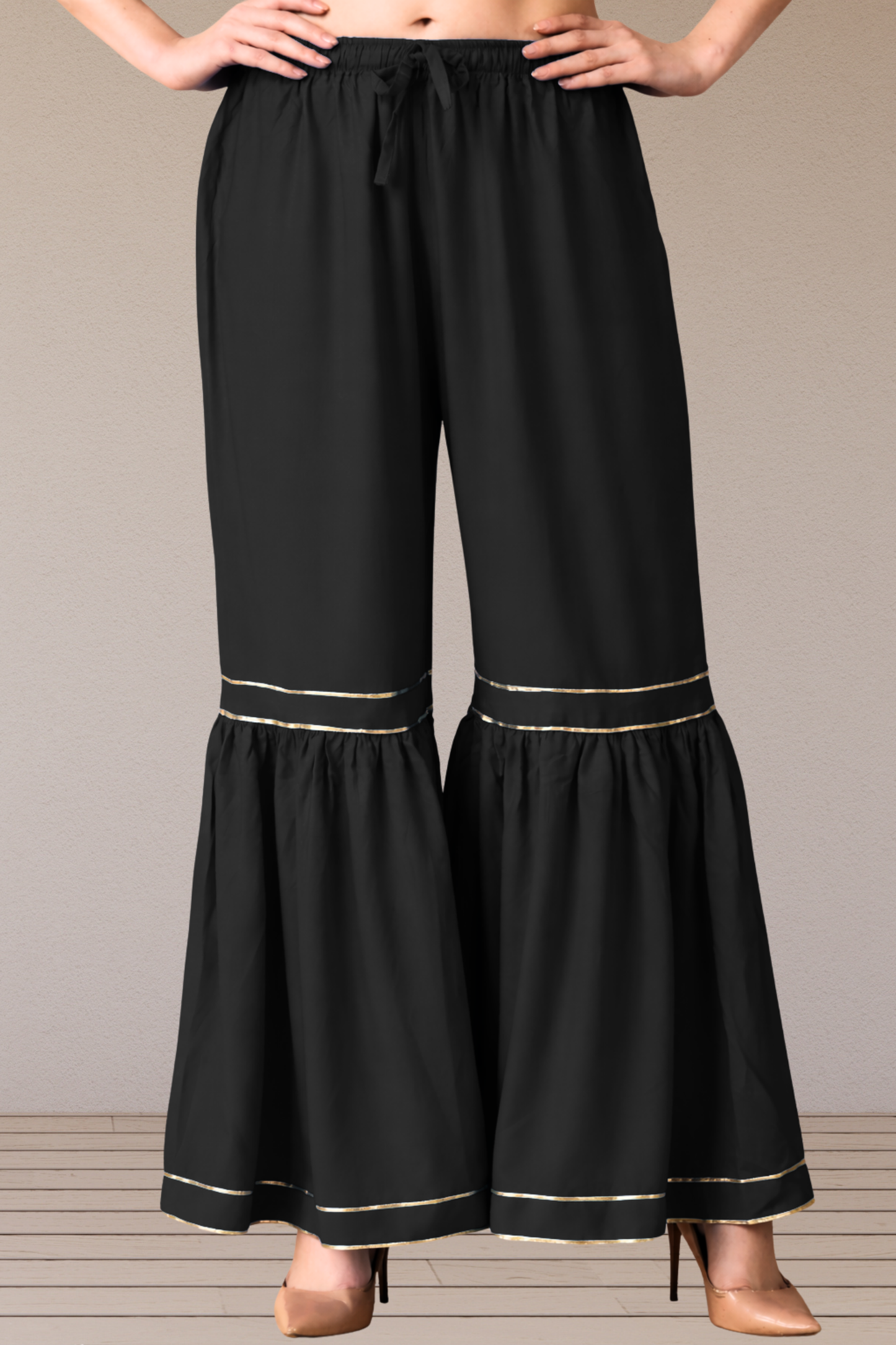 Black Frilled Rayon Sharara