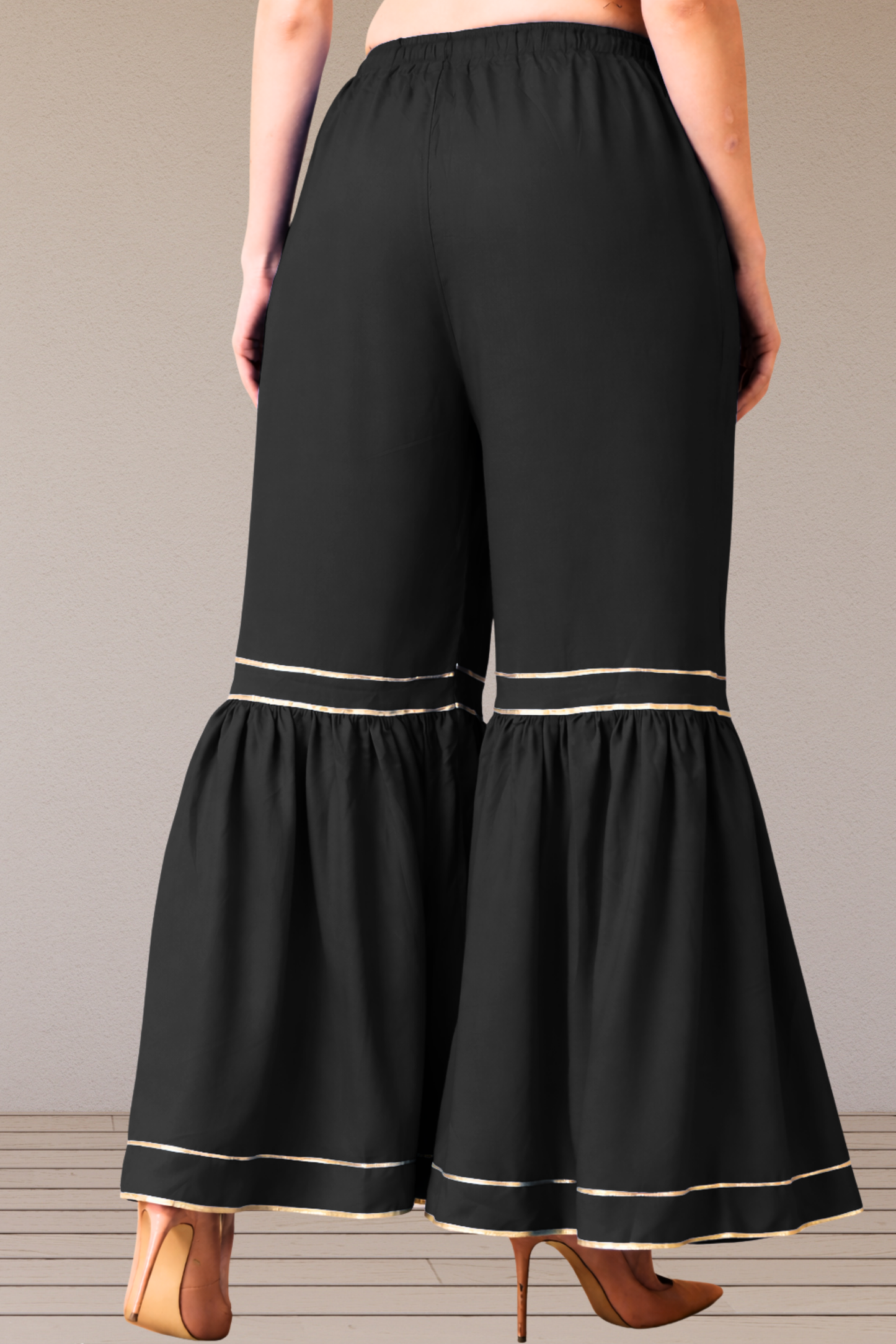 Black Frilled Rayon Sharara