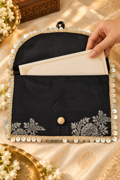 Black Gold Handcrafted Shagun Envelope