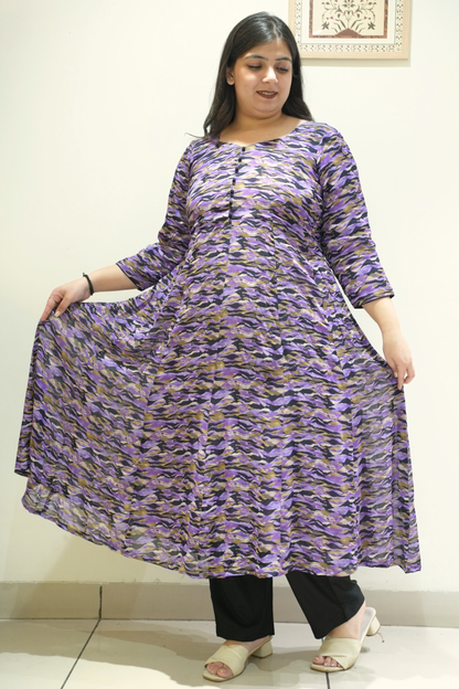 Black Gulzar Printed Anarkali Set