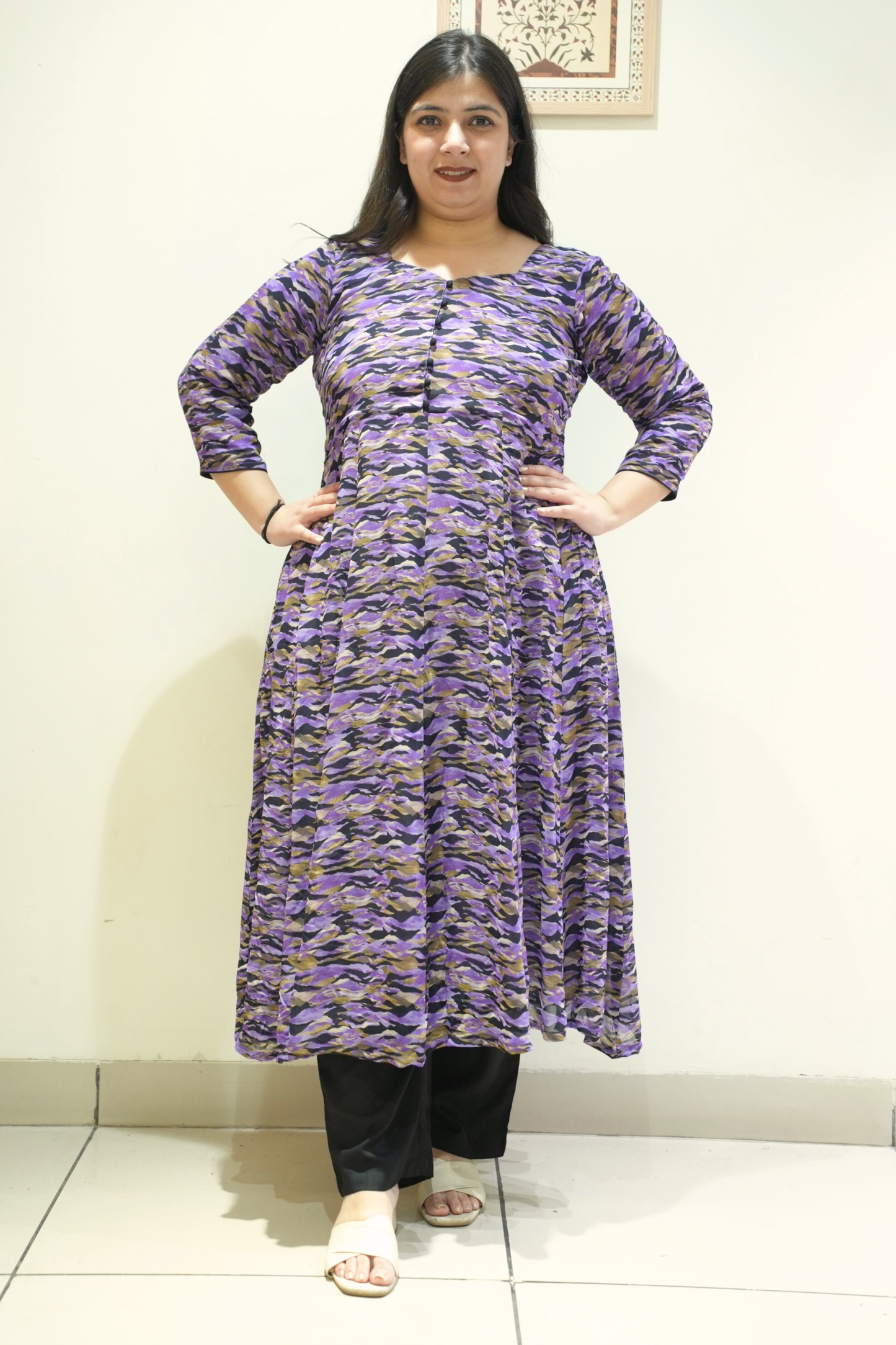 Black Gulzar Printed Anarkali Set