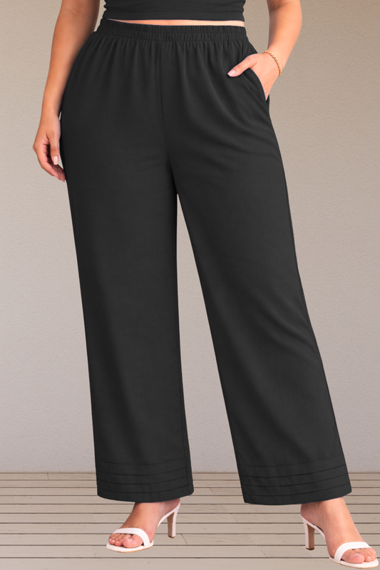 Black Pintuked Cotton Palazzo