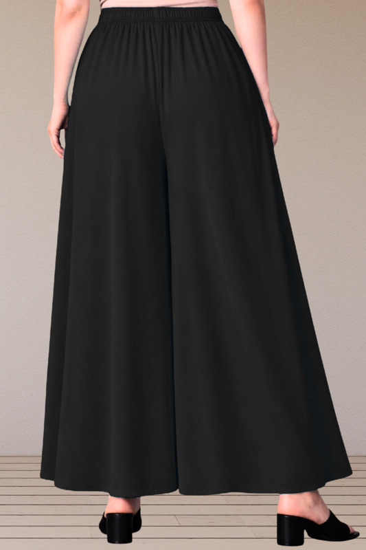 Black Rayon Belted Skirt Palazzo