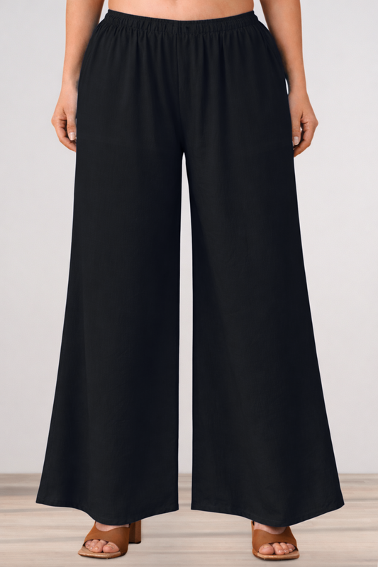 Black Rayon Loose Palazzo