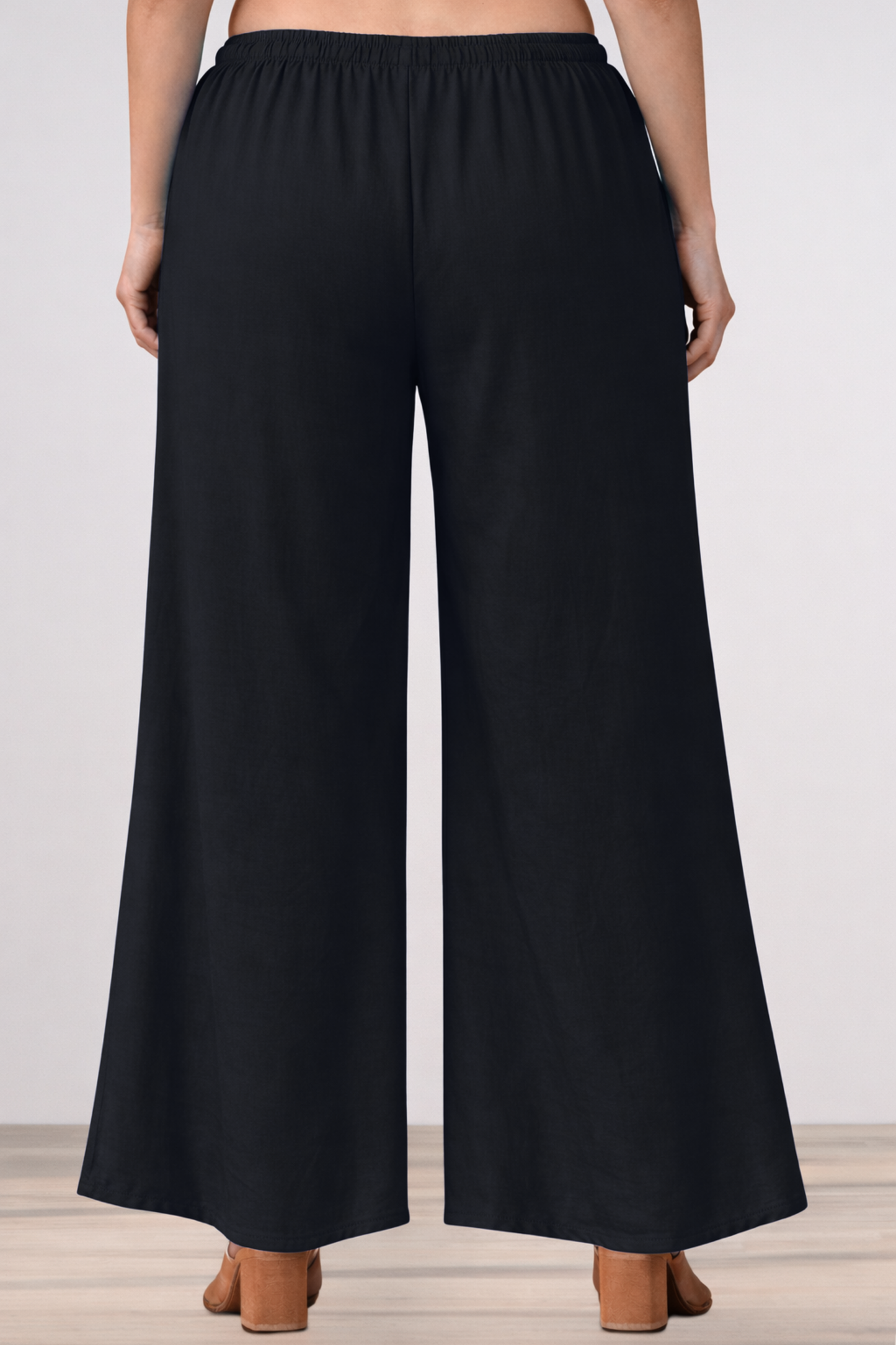 Black Rayon Loose Palazzo