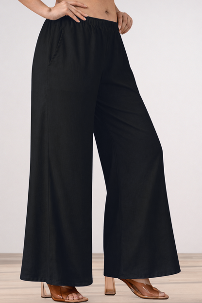 Black Rayon Loose Palazzo